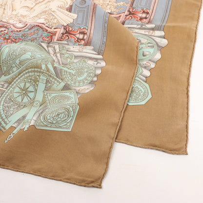 Hermès Carré 90 „Azulejos“ Seidentaschentuch in Braun