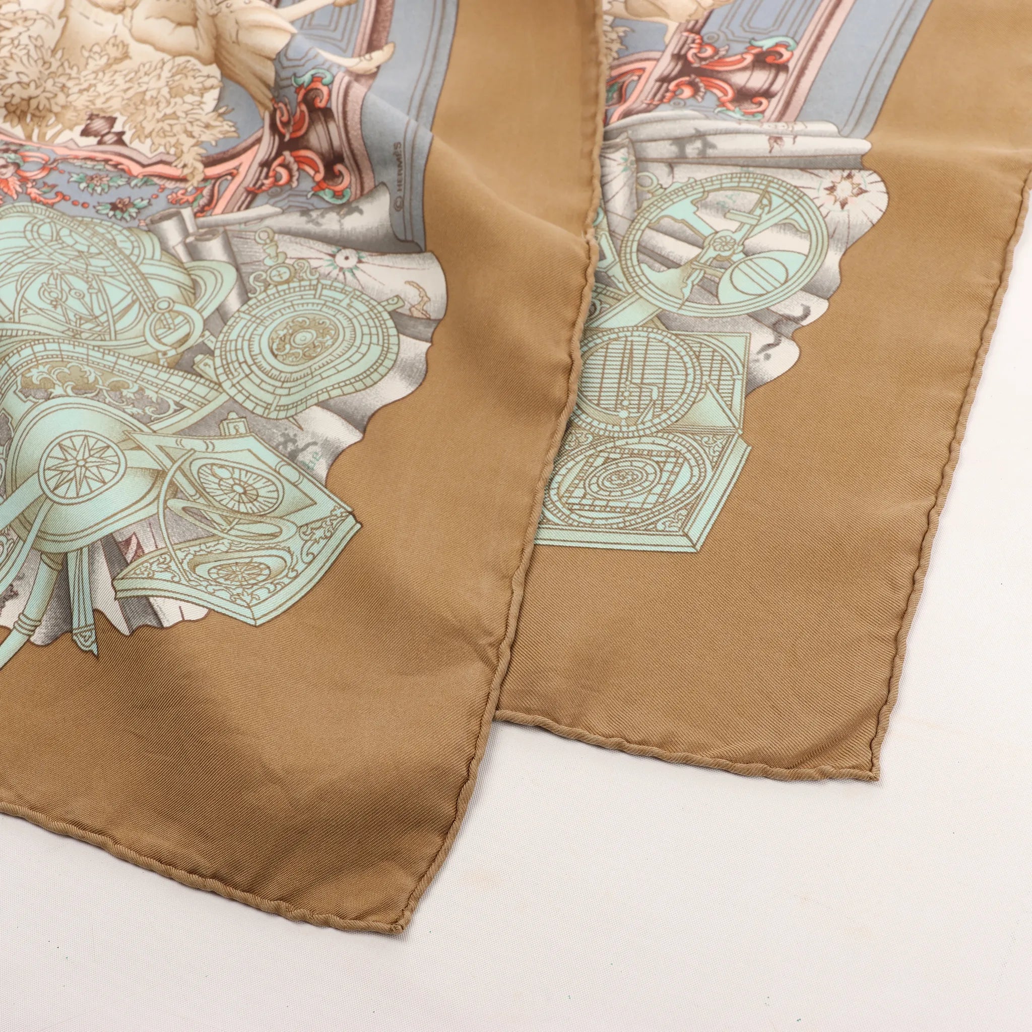 Hermès Carré 90 "Azulejos" Silk handkerchief in Brown