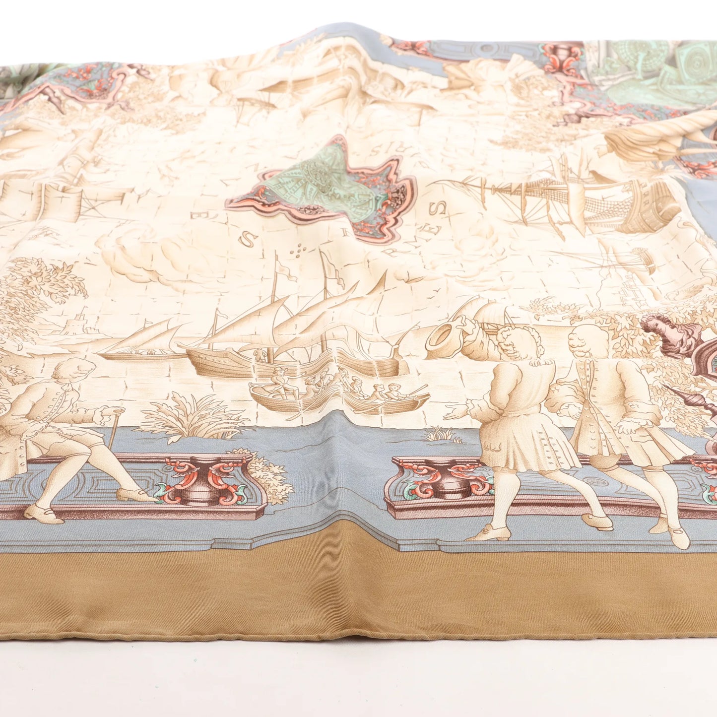 Hermès Carré 90 „Azulejos“ Seidentaschentuch in Braun