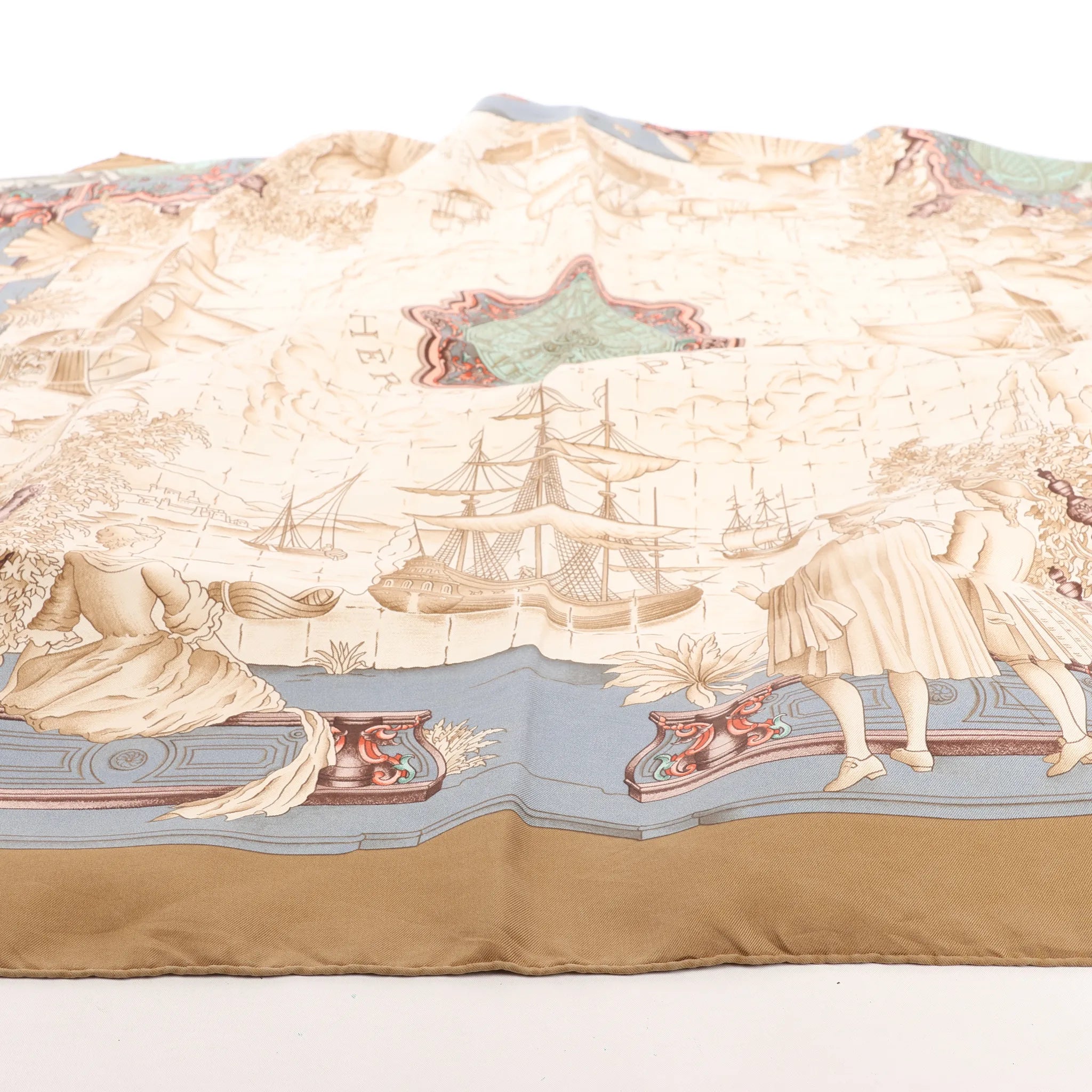 Hermès Carré 90 "Azulejos" Silk handkerchief in Brown