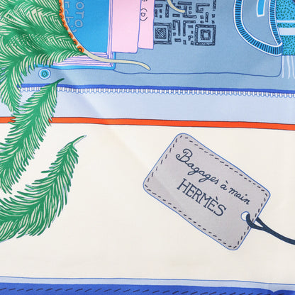 Hermès Carré 90 „BAGAGE A MAIN“ Seidentaschentuch in Blau