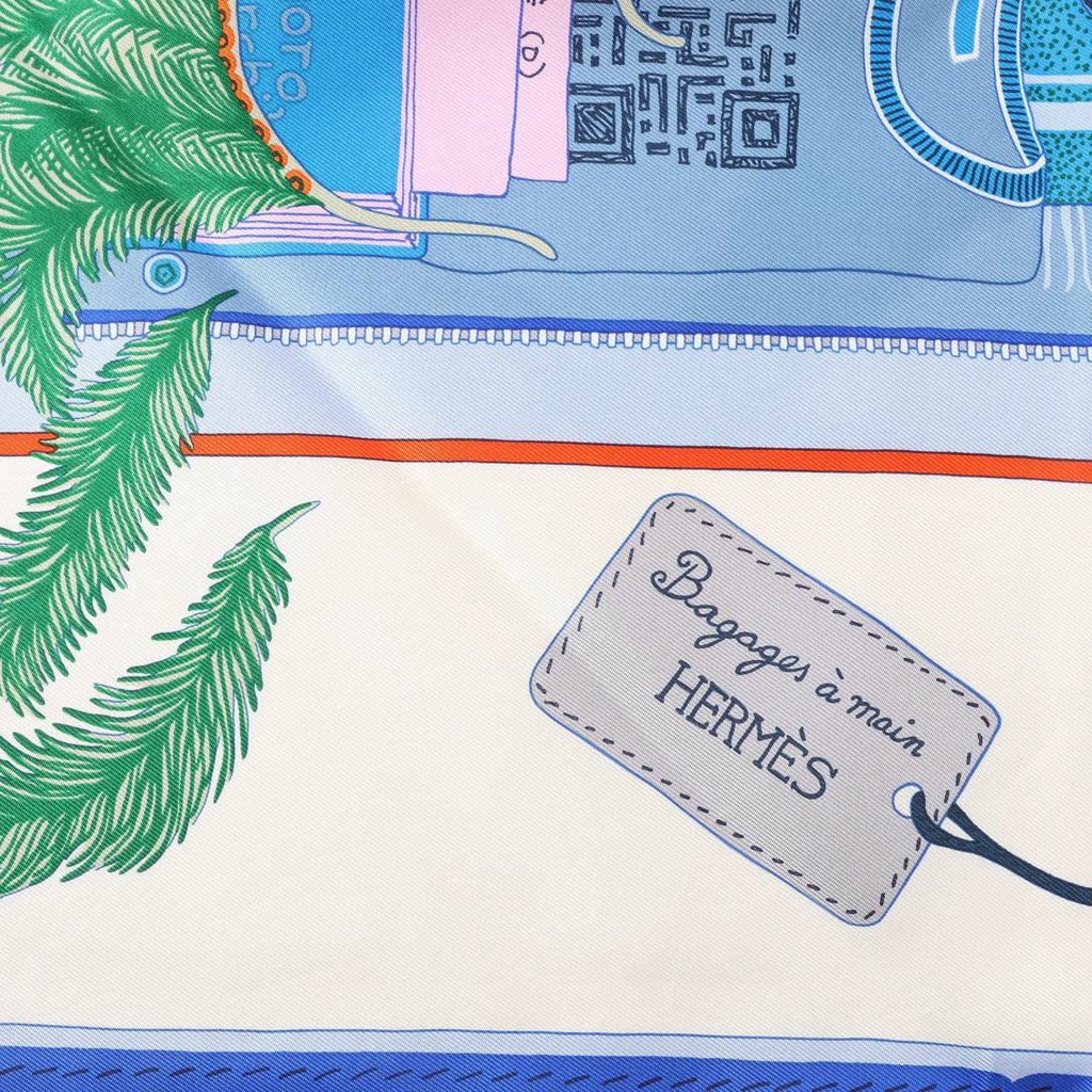 Hermès Carré 90 "BAGAGE A MAIN" Silk handkerchief in Blue