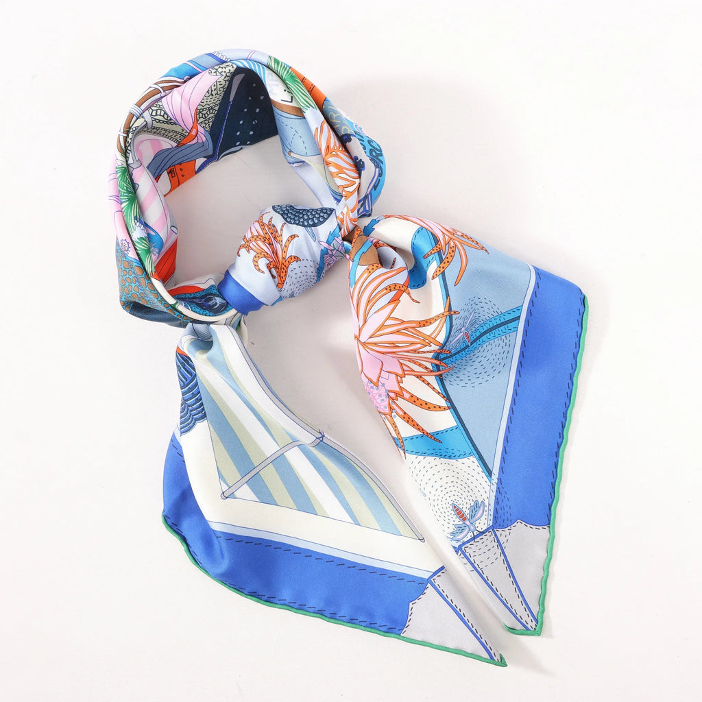 Hermès Carré 90 "BAGAGE A MAIN" Silk handkerchief in Blue