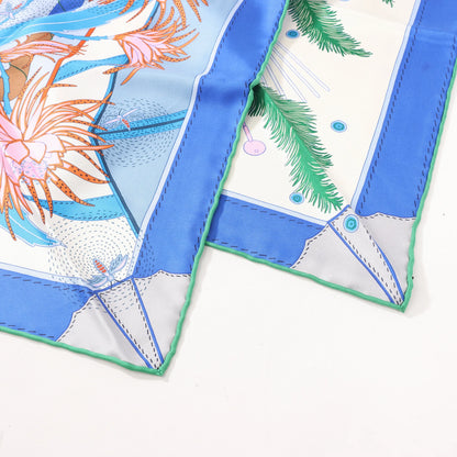 Hermès Carré 90 „BAGAGE A MAIN“ Seidentaschentuch in Blau