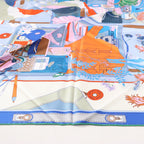 Hermès Carré 90 "BAGAGE A MAIN" Silk handkerchief in Blue