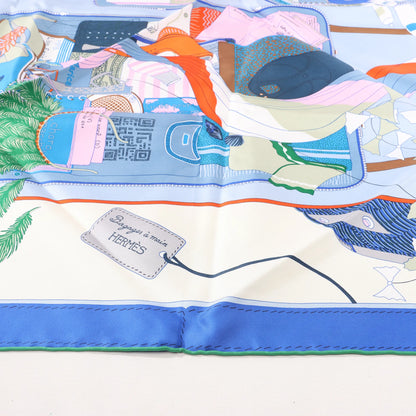Hermès Carré 90 „BAGAGE A MAIN“ Seidentaschentuch in Blau