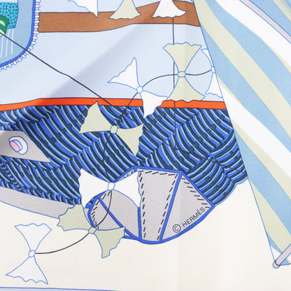 Hermès Carré 90 „BAGAGE A MAIN“ Seidentaschentuch in Blau