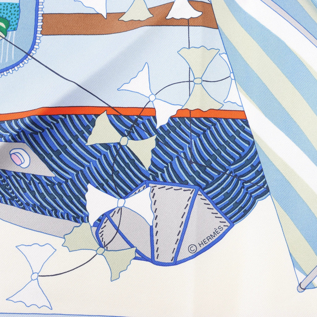 Hermès Carré 90 "BAGAGE A MAIN" Silk handkerchief in Blue