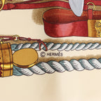 Hermès Carré 90 "BATEAU A VAPEUR DE JOUFFROY DABBANS 1784" Silk handkerchief in Beige