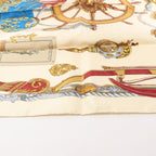 Hermès Carré 90 "BATEAU A VAPEUR DE JOUFFROY DABBANS 1784" Silk handkerchief in Beige