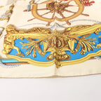 Hermès Carré 90 "BATEAU A VAPEUR DE JOUFFROY DABBANS 1784" Silk handkerchief in Beige