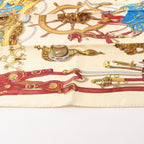 Hermès Carré 90 "BATEAU A VAPEUR DE JOUFFROY DABBANS 1784" Silk handkerchief in Beige