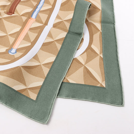 Hermès Carré 90 "BEAUTE COMPOSEE" Mouchoir en soie vert