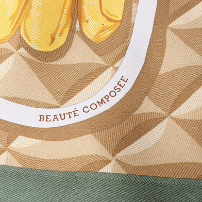Hermès Carré 90 "BEAUTE COMPOSEE" Silk handkerchief in Green