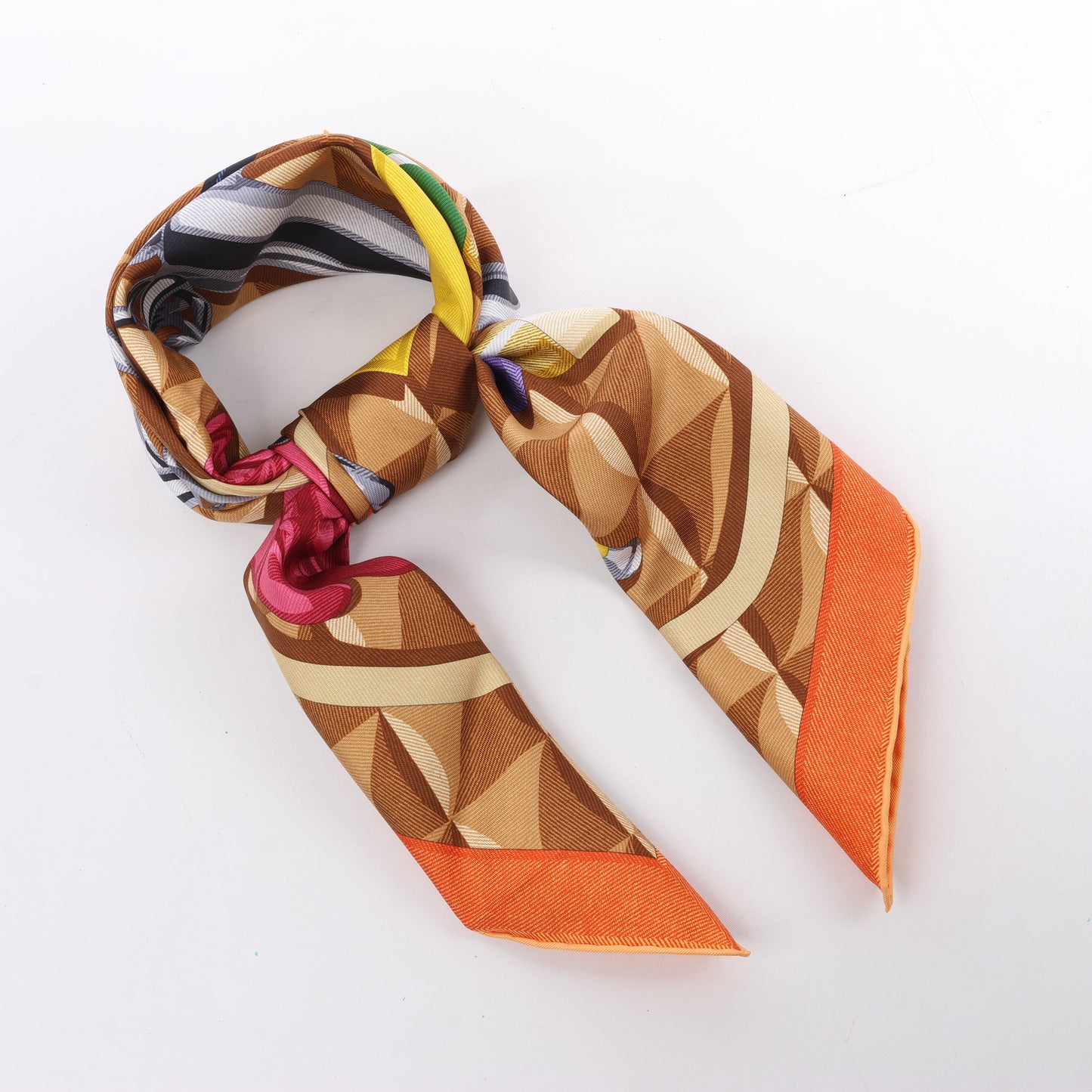 Hermès Carré 90 "BEAUTE COMPOSEE" Silk handkerchief in Orange