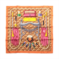 Hermès Carré 90 "BEAUTE COMPOSEE" Silk handkerchief in Orange