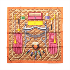 Hermès Carré 90 "BEAUTE COMPOSEE" Silk handkerchief in Orange