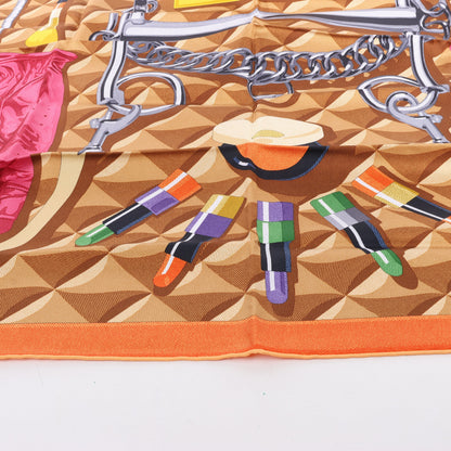 Hermès Carré 90 "BEAUTE COMPOSEE" Silk handkerchief in Orange