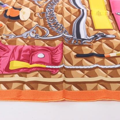 Hermès Carré 90 "BEAUTE COMPOSEE" Silk handkerchief in Orange