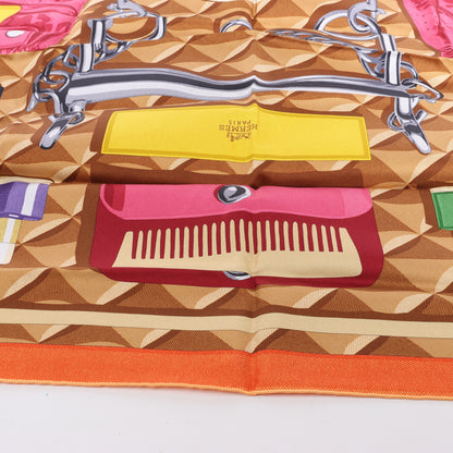Hermès Carré 90 "BEAUTE COMPOSEE" Silk handkerchief in Orange
