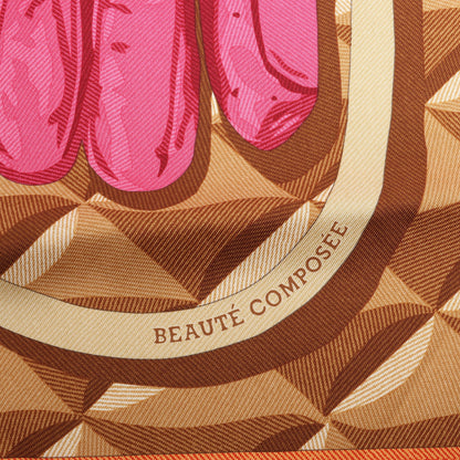 Hermès Carré 90 "BEAUTE COMPOSEE" Silk handkerchief in Orange