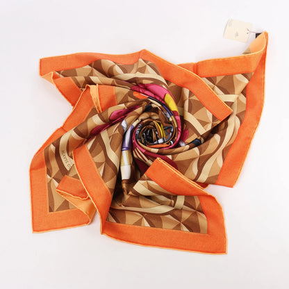 Hermès Carré 90 "BEAUTE COMPOSEE" Silk handkerchief in Orange