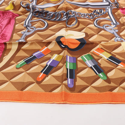 Hermès Carré 90 "BEAUTE COMPOSEE" Silk handkerchief in Orange