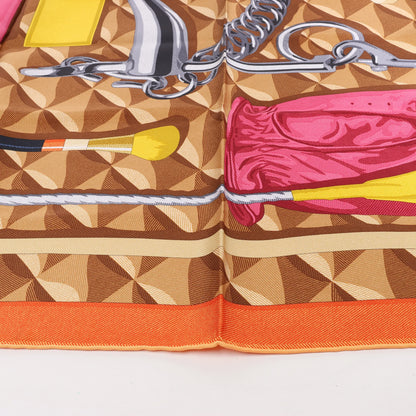 Hermès Carré 90 "BEAUTE COMPOSEE" Silk handkerchief in Orange