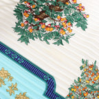 Hermès Carré 90 "BONSAI" Plissé Scarf Silk in Blue