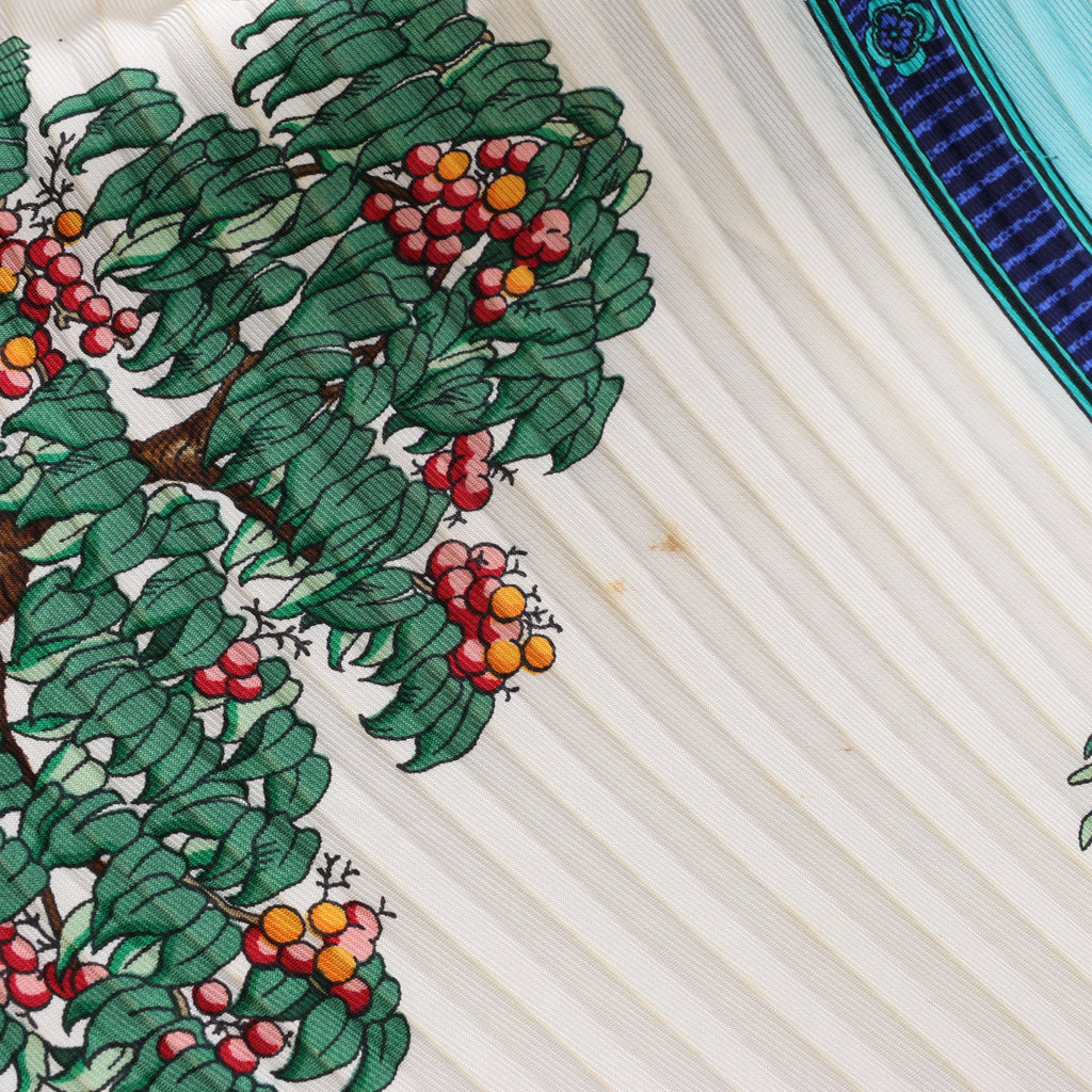 Hermès Carré 90 "BONSAI" Plissé Scarf Silk in Blue