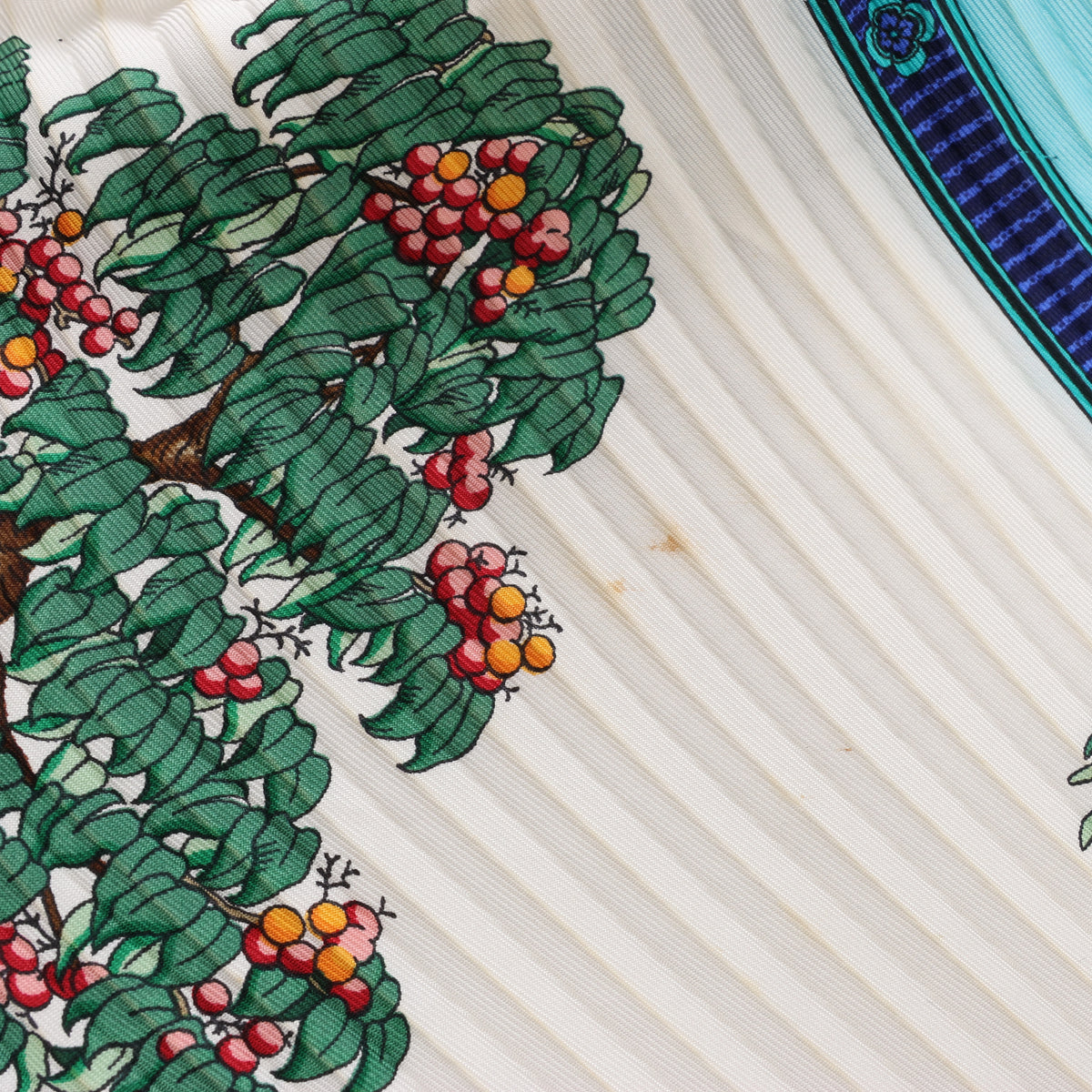 Hermès Carré 90 "BONSAI" Plissé Scarf Silk in Blue
