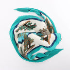 Hermès Carré 90 "BONSAI" Plissé Scarf Silk in Blue