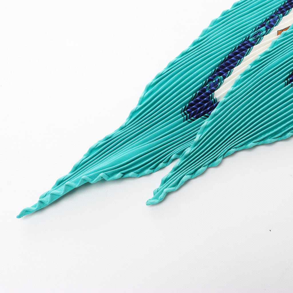 Hermès Carré 90 "BONSAI" Plissé Scarf Silk in Blue