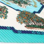 Hermès Carré 90 "BONSAI" Plissé Scarf Silk in Blue