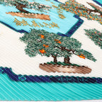 Hermès Carré 90 "BONSAI" Plissé Scarf Silk in Blue