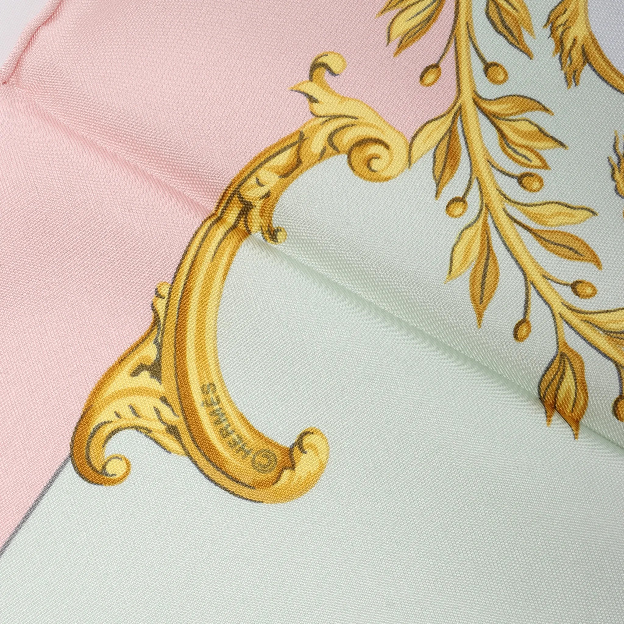 Hermès Carré 90 "BORDEAUX PORTE OCEANE" Silk handkerchief in Pink