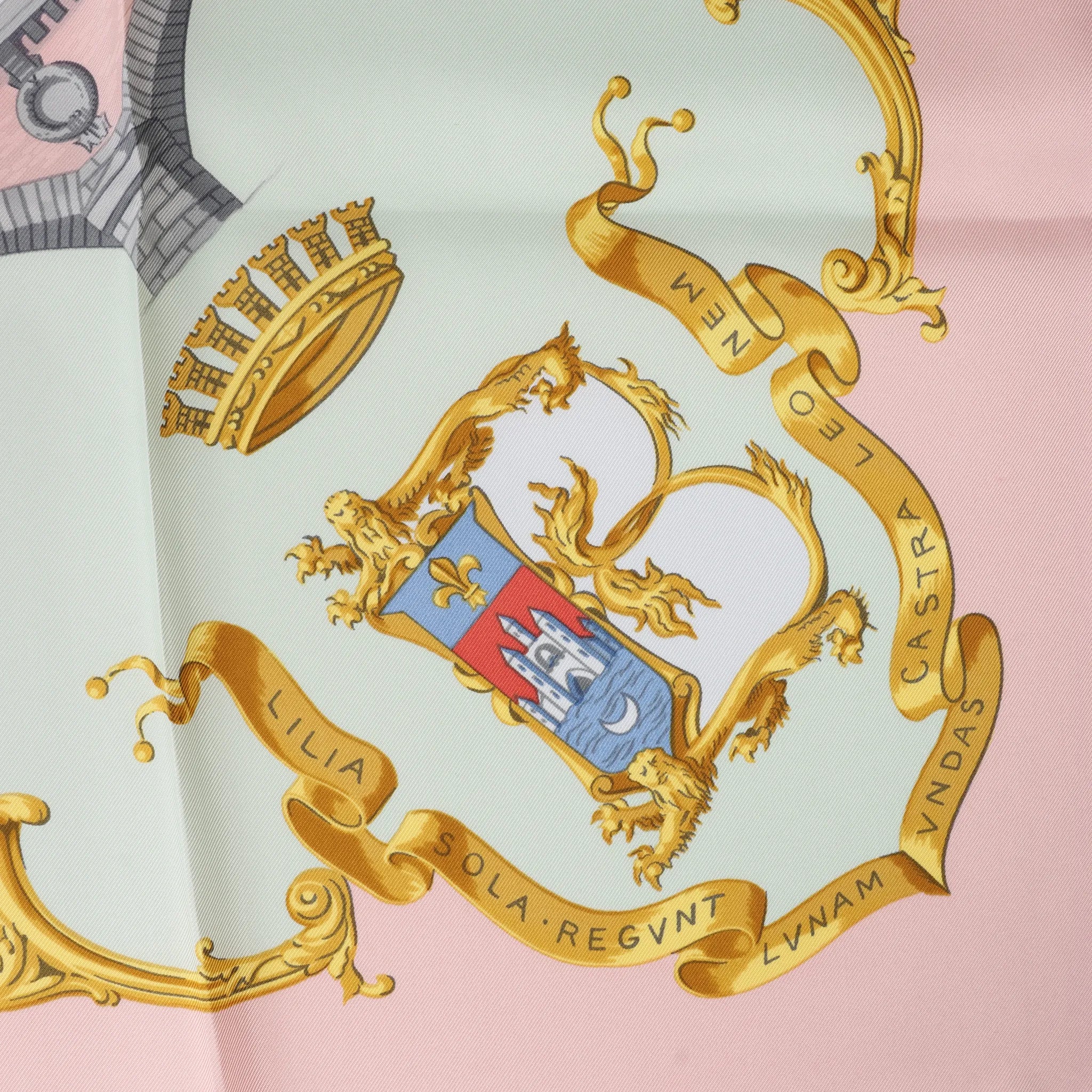 Hermès Carré 90 "BORDEAUX PORTE OCEANE" Silk handkerchief in Pink