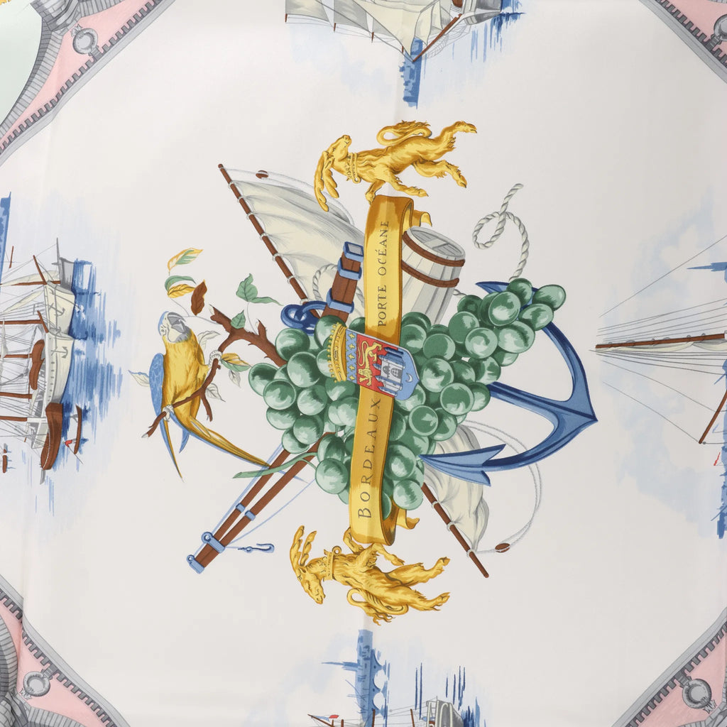 Hermès Carré 90 "BORDEAUX PORTE OCEANE" Silk handkerchief in Pink