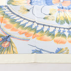 Hermès Carré 90 "BRAZIL" Silk handkerchief in Ivory x Blue