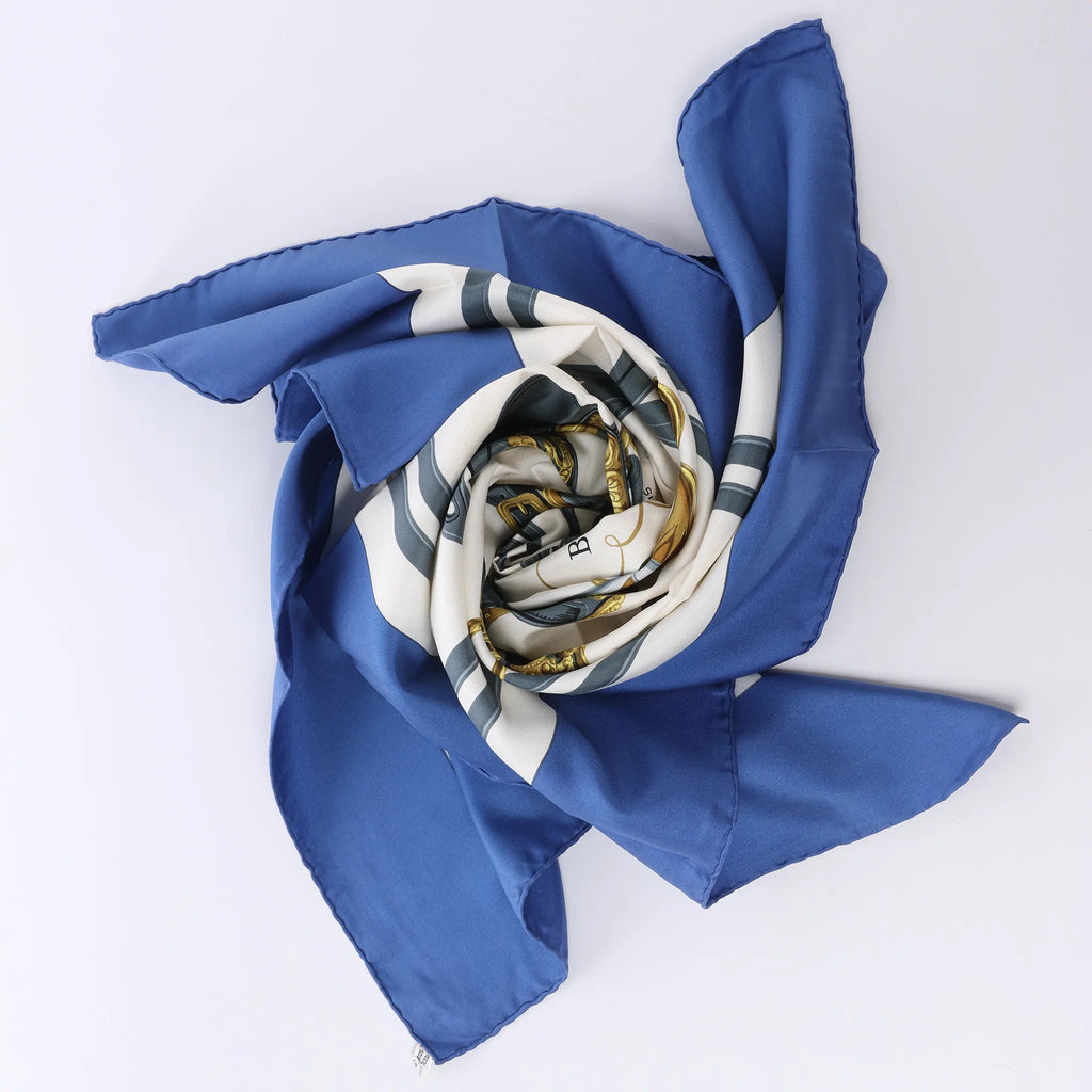 Hermès Carré 90 "BRIDES de GALA" Silk handkerchief in Blue