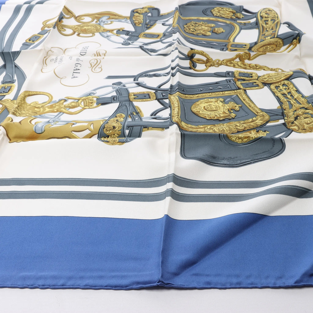 Hermès Carré 90 "BRIDES de GALA" Silk handkerchief in Blue