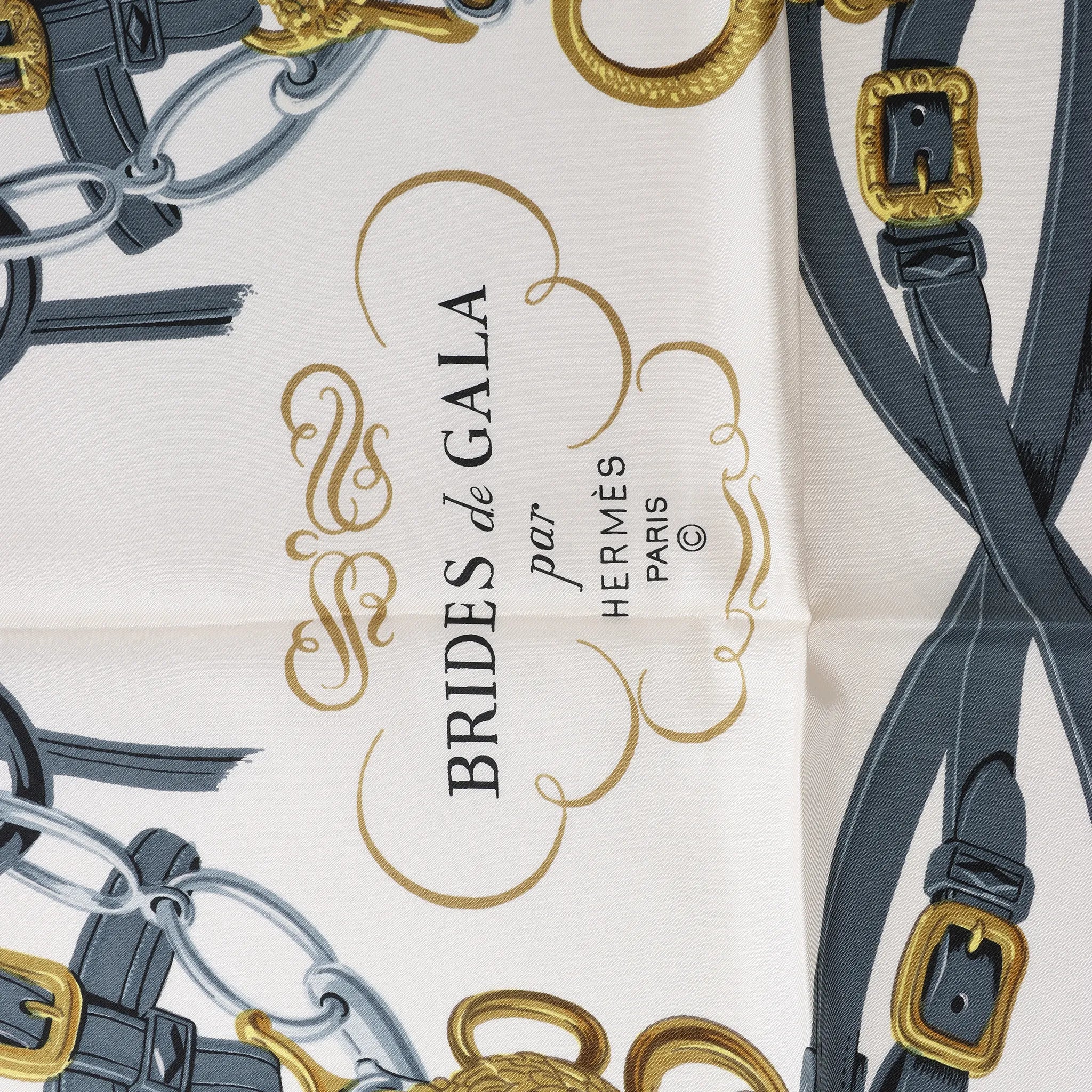 Hermès Carré 90 "BRIDES de GALA" Silk handkerchief in Blue
