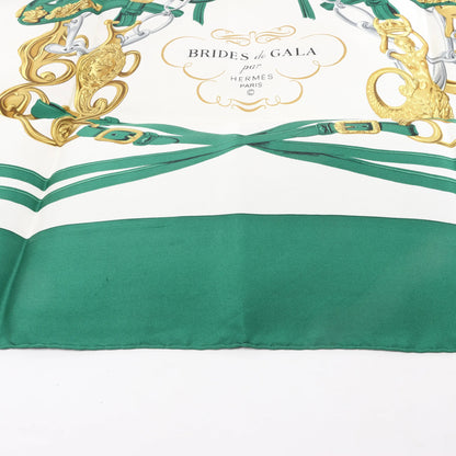 Hermès Carré 90 "BRIDES de GALA" Silk handkerchief in Green