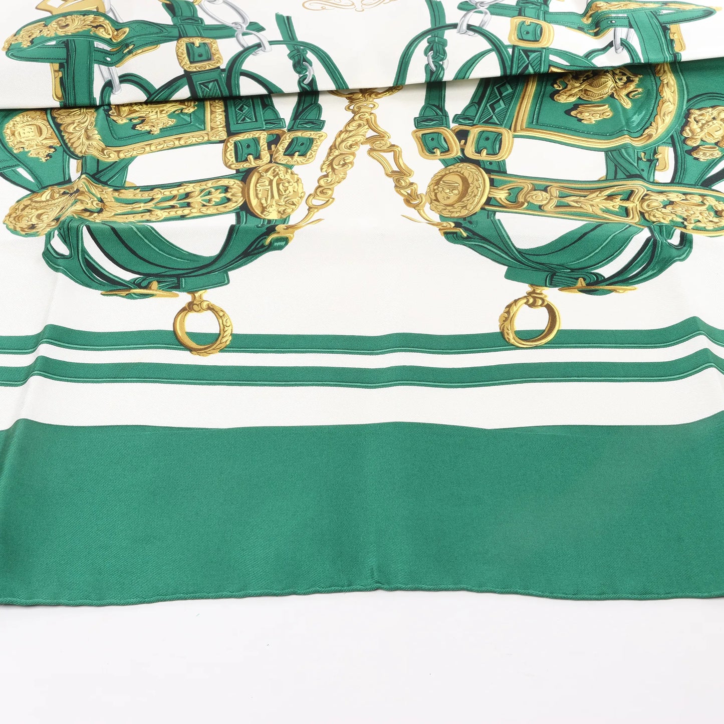 Hermès Carré 90 "BRIDES de GALA" Silk handkerchief in Green
