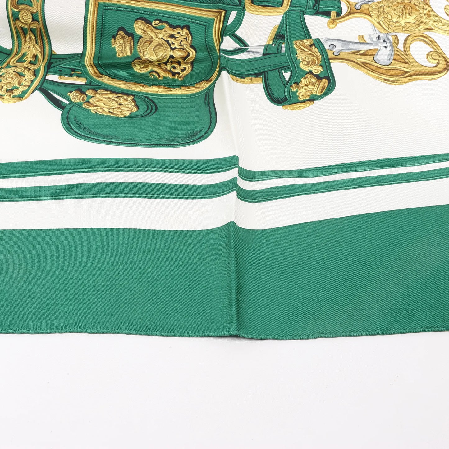 Hermès Carré 90 "BRIDES de GALA" Silk handkerchief in Green