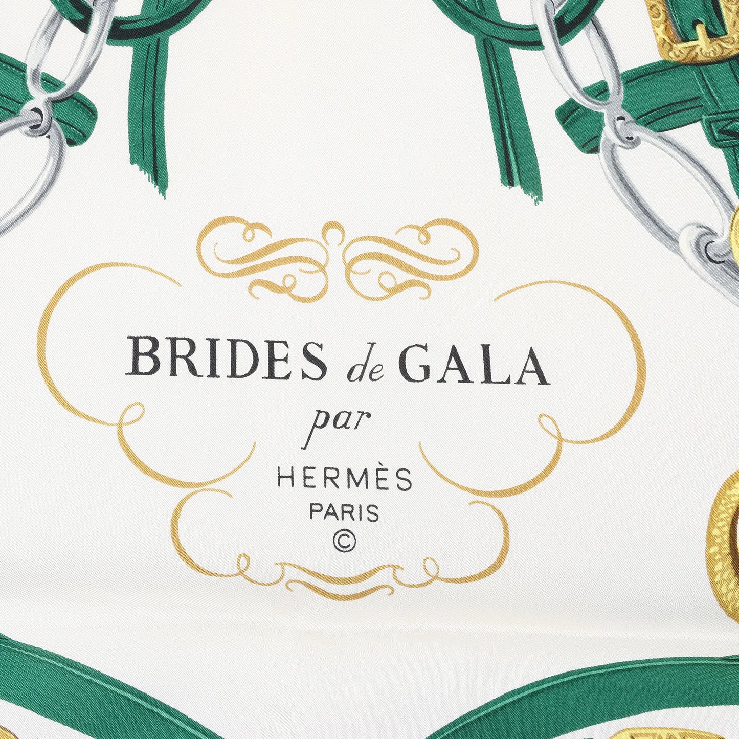 Hermès Carré 90 "BRIDES de GALA" Silk handkerchief in Green