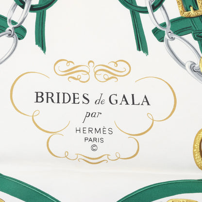 Hermès Carré 90 "BRIDES de GALA" Silk handkerchief in Green