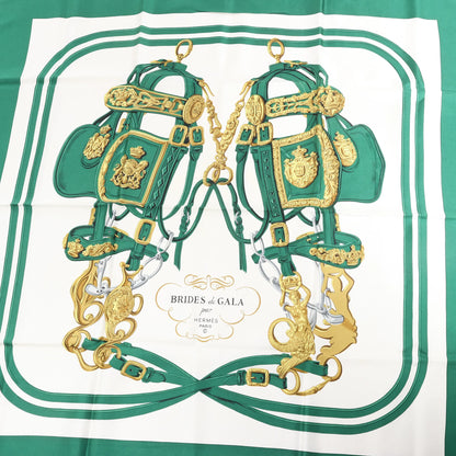 Hermès Carré 90 "BRIDES de GALA" Silk handkerchief in Green
