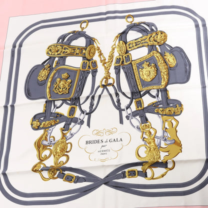 Hermès Carré 90 "BRIDES de GALA" Silk handkerchief in Pink
