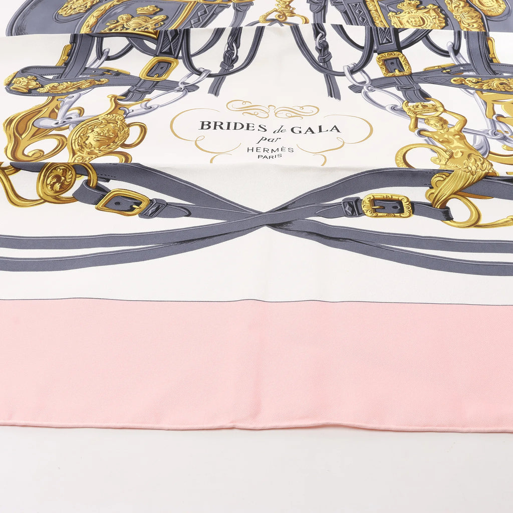 Hermès Carré 90 "BRIDES de GALA" Silk handkerchief in Pink